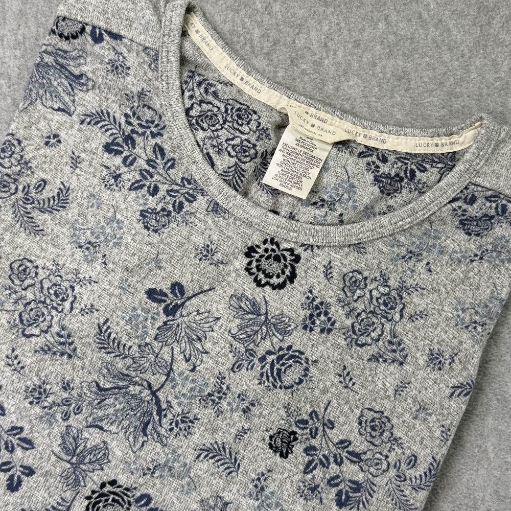 Lucky Brand Gray Floral Print Long Sleeve Top